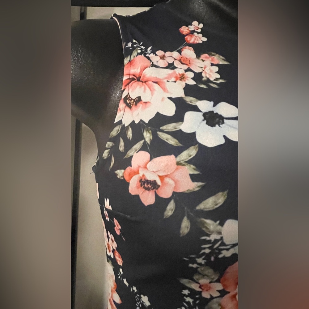 Floral Print Navy Dress, Size Small - Picture 9 of 10